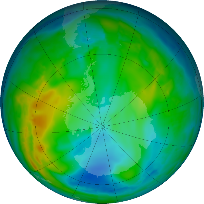 Antarctic ozone map for 05 June 2009